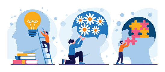Naklejka premium Mental Health Concepts Vector Illustration