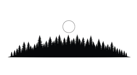 Minimalist forest landscape with a full moon striking black silhouette © Taylor