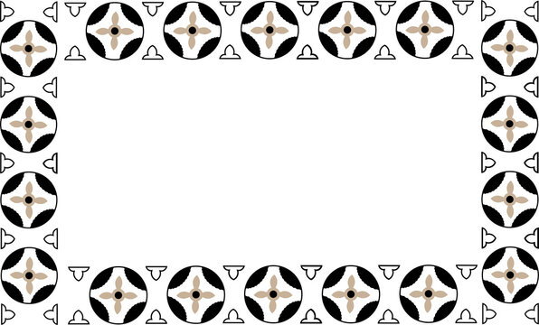 Leopard print decorative frame border with geometric and ornamental vector design elements