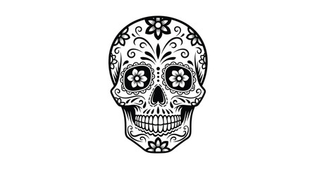 Obraz premium Intricate sugar skull design with floral details a striking silhouette