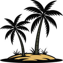 Obraz premium Two palm trees on sandy island