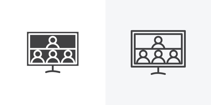 Webinar icon vector sign symbol isolated on white. Stroke and clipart style