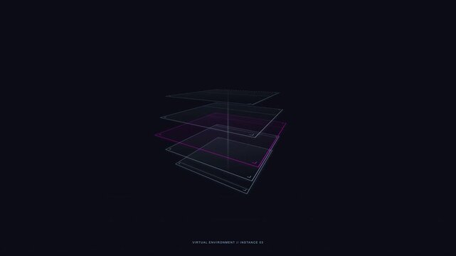 Futuristic 4K VIRTUAL MACHINE ENV Concept - Advanced Cyber Security, Data Protection, and High-Tech Hacking Background for Technology Visualization