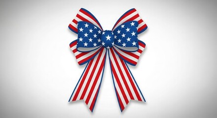 Obraz premium Patriotic american flag ribbon bow