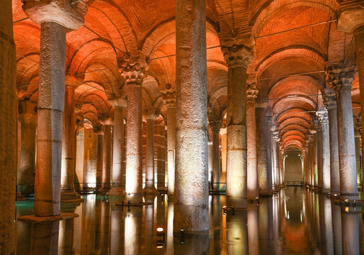 Ancient Basilica cistern in Istanbul, Turkey