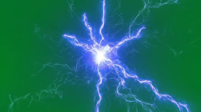 An abstract, erratic light pattern flickers and expands ominously, isolated on green screen compositing, creepy, futuristic