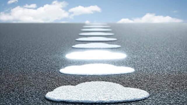 Cloud stepping-stone pathway illustrating enterprise cloud project roadmap milestones.