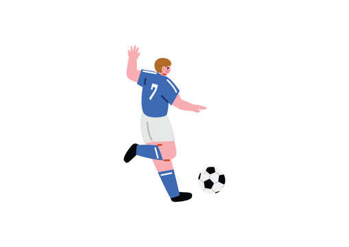 ボールを蹴るサッカー選手のイラスト