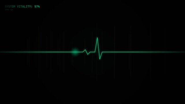 Futuristic 4K CYBER HEARTBEAT Concept - Advanced Cyber Security, Data Protection, and High-Tech Hacking Background for Technology Visualization