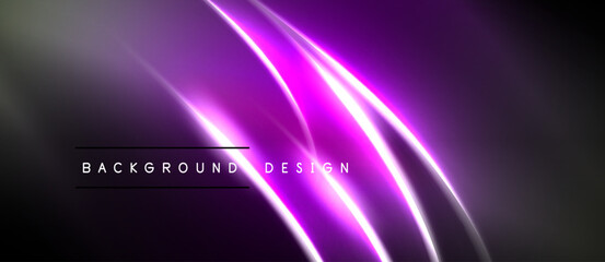 Obraz premium Abstract purple lines over black background. Modern design with glowing effects. Simple text reads background design. Dramatic lighting creates depth.