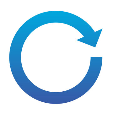Blue gradient reload arrow icon (Refresh Icon).  Rotating arrow with a single arrow.  Vector illustration,  Single item.