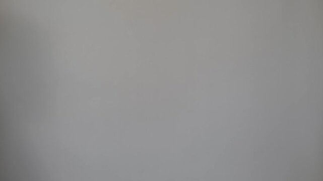 Two hands pass a rectangular container back and forth against a plain background. delivery in a commercial setting