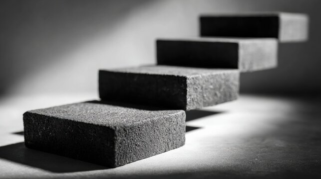 Floating Knowledge Blocks Arranged in an Asymmetric Layout With Soft Shadows, Captured With a 70mm Lens and F3.2 Aperture for Clear Detail