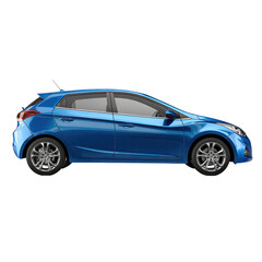 Obraz premium Blue hatchback car parked in a sunny location during midday hours