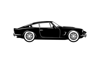 Fototapeta premium Retro Sports Car Vector Silhouette Illustration for Automotive Design