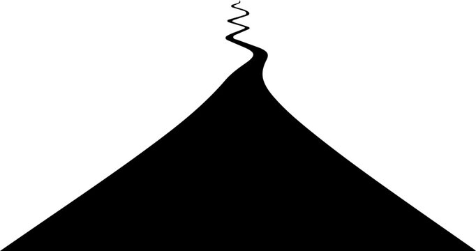 Vector volcano icon with smoke