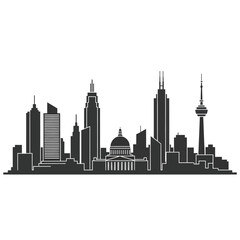 Obraz premium Modern Cityscape Silhouette with Dome Building and Tall Skyscrapers