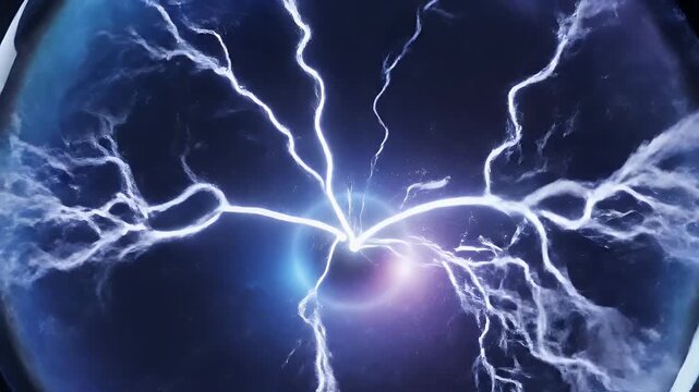 A glowing orb pulsates with electric blue energy, reminiscent of lightning