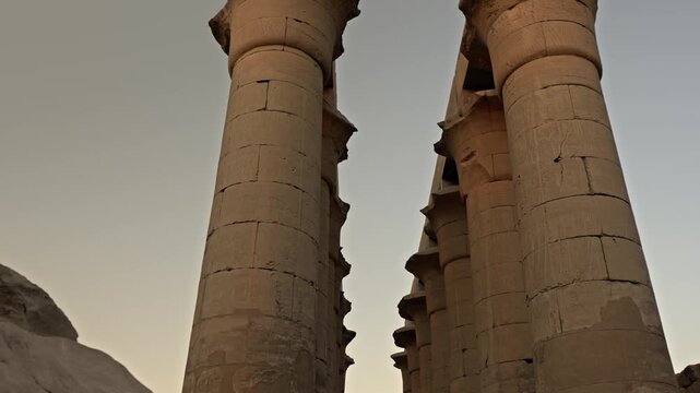 This clip showcases the 14 massive papyrus-bundle columns that form the processional axis of the Luxor Temple in Thebes. Each column rises to nearly 16 meters (52 feet).