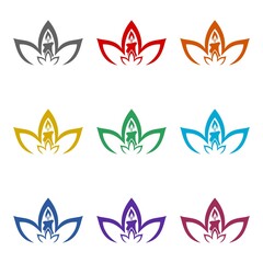 Fototapeta premium Lotus flower and candle icon isolated on white background. Set icons colorful