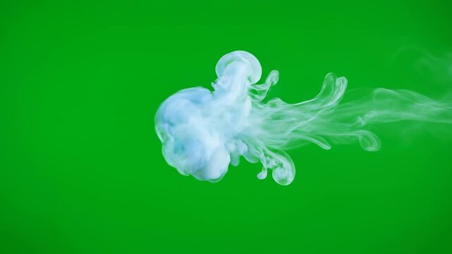 A forceful, lunging movement of an ethereal shape on green screen spirit, specter, scary