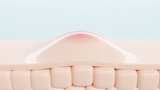 3D Animation of Serum Droplet Soothing Red Inflamed Acne Skin Cell.