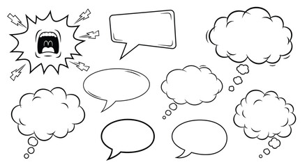 Fototapeta premium Comic Speech Bubbles and Exclamation Icon Set