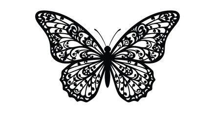 Intricate butterfly design with detailed wing patterns a striking silhouette © IMkM00i76