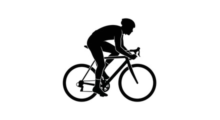 Obraz premium Dynamic Silhouette Illustration of a Dedicated Road Cyclist in Action, Depicting Speed and Athletic Movement on a Bicycle Journey