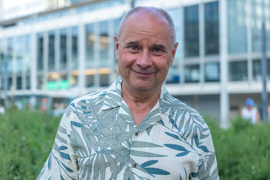 Happy old senior man 60-65 years old smiling, positive emotion, self care, natural aging beauty, Joyful closeup portrait, positive mood, close up male face