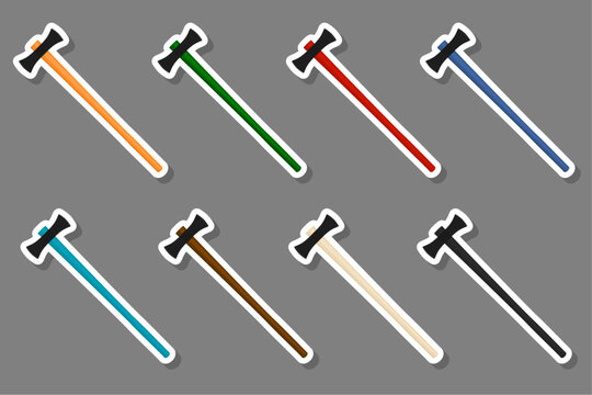 big kit steel axes with wooden handle