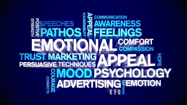 Emotional Appeal animated word cloud-text design animation tag kinetic typography seamless loop.