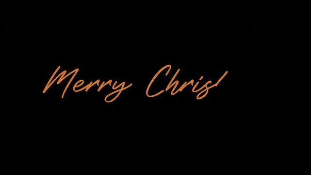 Merry Christmas orange Handwritten Cursive Animation with Elegant Calligraphy Text	