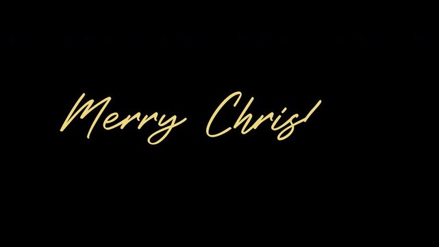 Merry Christmas yellow Handwritten Cursive Animation with Elegant Calligraphy Text	