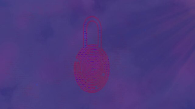 Animation of scanner with clock face over glowing blue globe on dark background