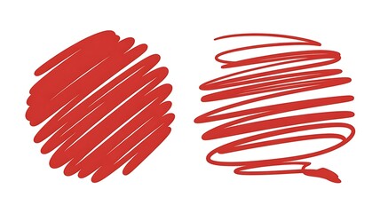 Obraz premium Grunge scribble circle, ellipse, lines, red marker isolated on white background