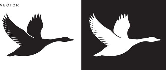 Canadian goose bird flying silhouette vector illustration on a white background © Badman