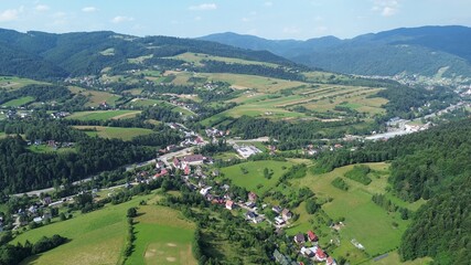 Obraz premium village in the mountains in Europe during golden hour