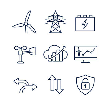 Energy management icons collection for analysis