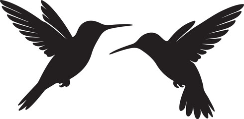 Fototapeta premium Minimalist Hummingbird Silhouette Set Elegant Flying Bird Vector Icons, Flying Pollinator Graphics for Logo and Branding