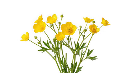 Obraz premium A serene bunch of yellow flowers with green leaves grows naturally outdoors
