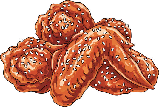 Delicious Crispy Fried Chicken Wings with Sesame Seeds.