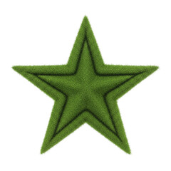 Obraz premium A green star made of grass isolated on transparent background