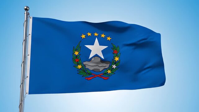 Nevada state flag waving freely.