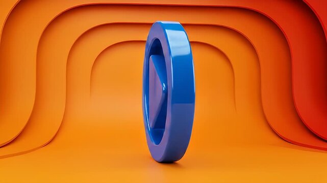 Blue play button on orange.