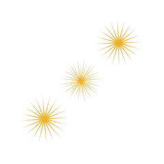 Obraz premium Three golden burst shapes on a white background isolated on transparent background