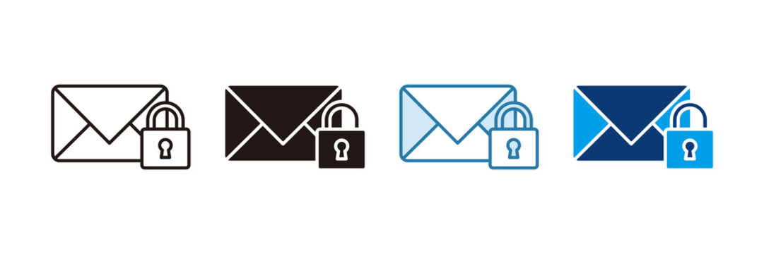 Secure Email Icon Set Multiple Style Collection