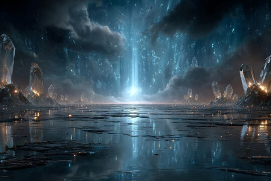 Crystal landforms under starlight