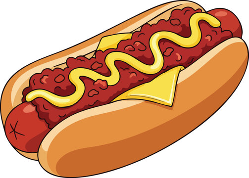 Delicious Chili Cheese Hot Dog with Mustard.