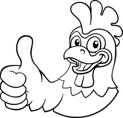 A chicken cartoon rooster cockerel bird mascot giving a thumbs up © Christos Georghiou